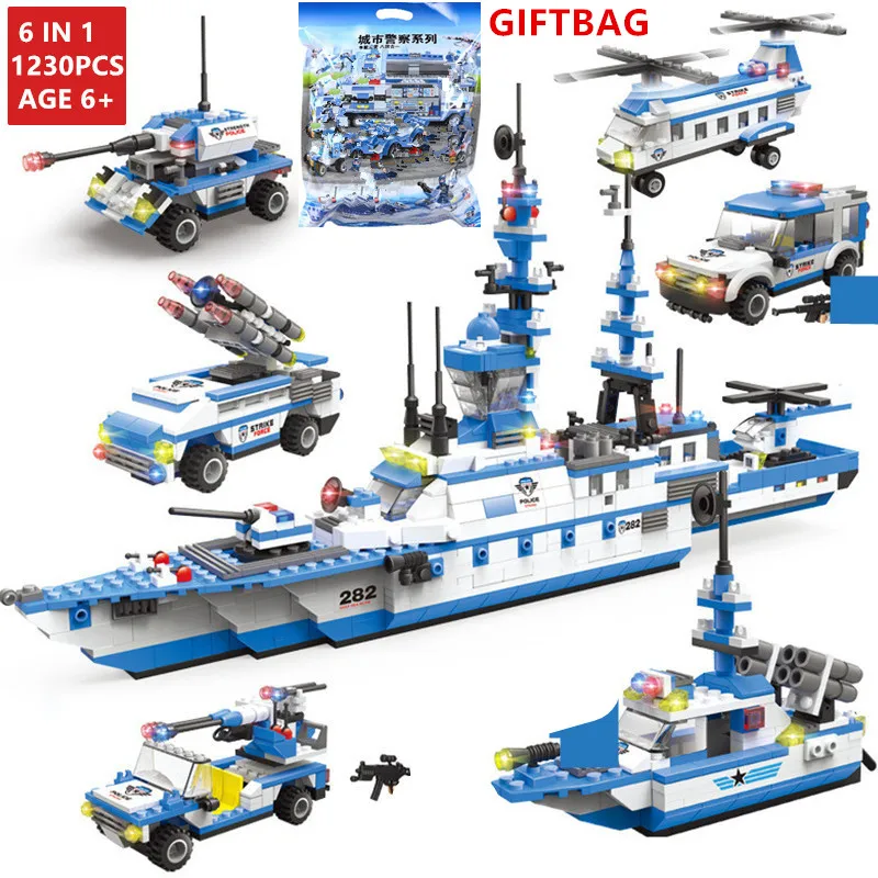 

1230Pcs Military Warship Transport Aircraft ARMY SWAT Building Blocks Sets LegoINGLs Bricks Toys for Children Christmas Gifts