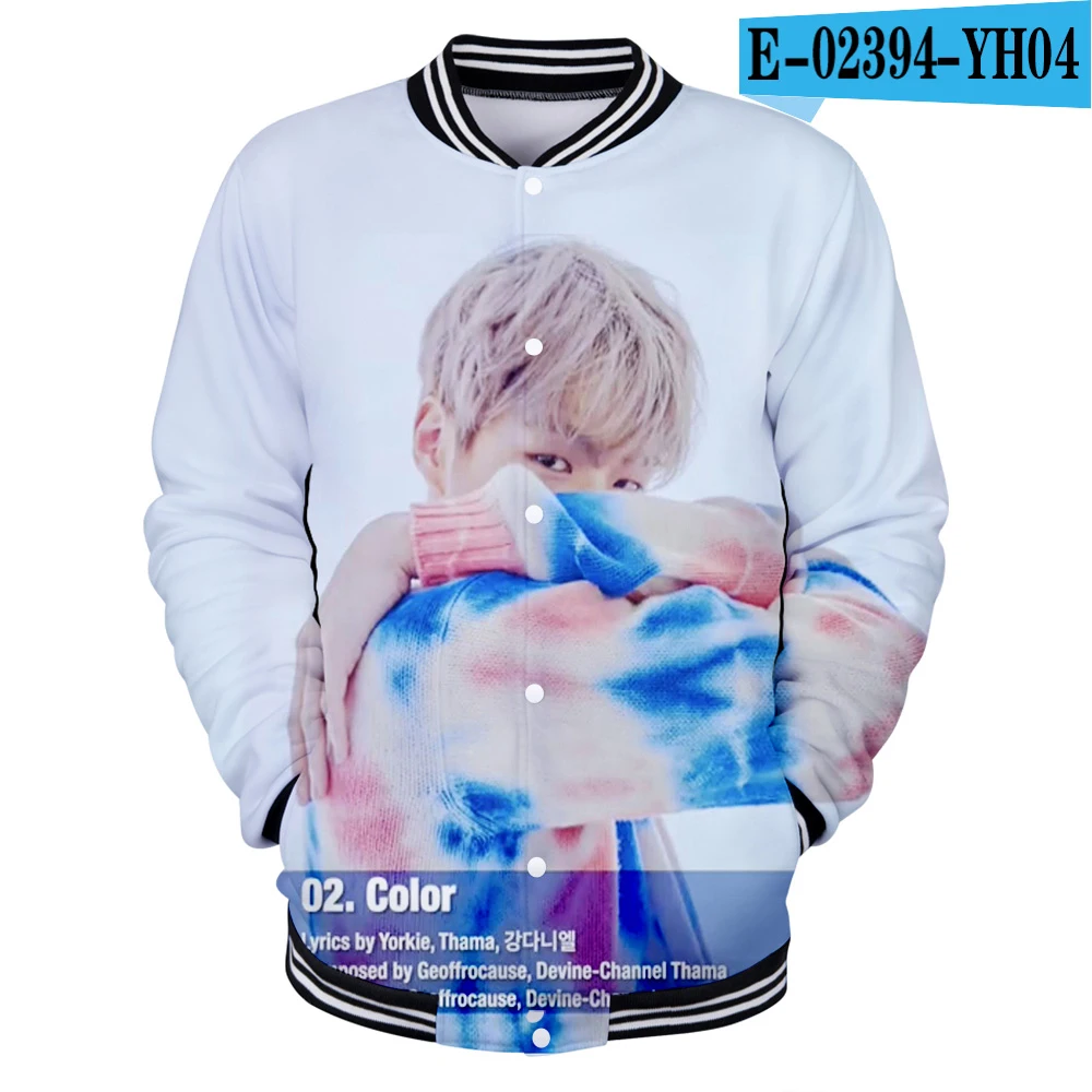 KPOP Kang danel альбом цвет на мне 3d печать бейсбольная форма для мужчин/женщин Harajuku бейсбольные куртки одежда - Цвет: YH04
