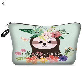 

New Multicolor Cute Pattern Makeup Bags 3D Cartoon Tree Sloths Printing Organizer Makeup Cosmetic Bag Zipper Portable Pink Blue
