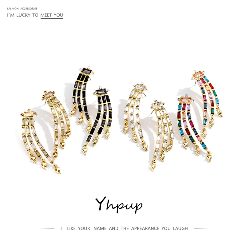 Yhpup, модный бренд, стеклянные Кристальные серьги-гвоздики, роскошные свадебные ювелирные изделия для невесты, для женщин, стразы, аксессуары, цинковый сплав, Brincos