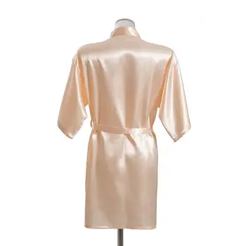 

Lady Short Satin Kimono Bathrobe Gown Silky Bride Bridesmaid Wedding Robe Sleepwear Sexy Nightgown Homewear Intimate Lingerie