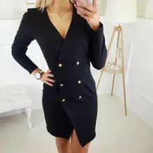 New Elegant Dresses women dress Office casual blazer Black dress Autumn winter slim suit ladies dresses