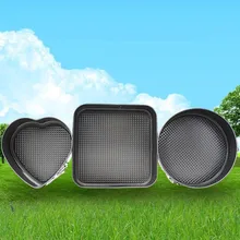 3 шт./компл. антипригарная форма для выпечки Съемная углеродистая сталь Нижняя форма для выпечки круглый торт/Сердце/квадратный пирог инструменты для выпечки выпечка