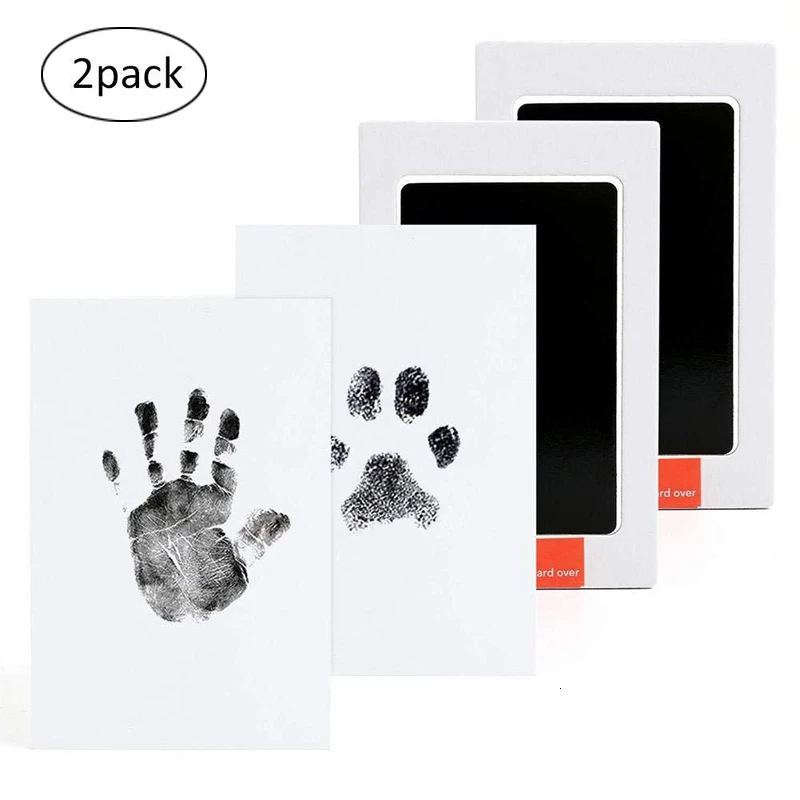 2 шт костюм нетоксичный ребенок Handprint Набор для отпечатка ступней сувениры отливка новорожденный отпечаток чернильный коврик Младенческая глиняная игрушка уход за ребенком - Цвет: BlackandBlack