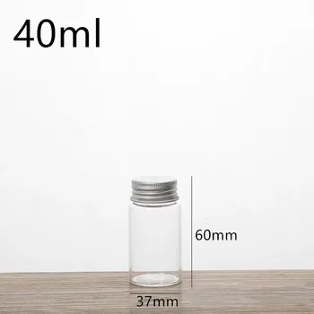 

50PCS 37*60mm 40ml Glass Bottles With Silver/Gold Cap Transparent Empty Glass Vials Jars Container Storage Jars Wedding Bottle