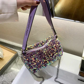 

Brand Original Design Sequin Bag Chain Messenger Bag Shoulder Foreign Style Texture Bag 2020 New Fashion Women's Bag