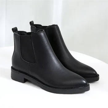 

2020 European and American winter new pointy boots European short boots fashion comfortable plus velvet women's shoes fashion