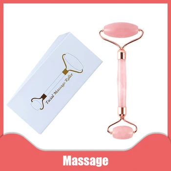 

1PC Rose Quartz Face Massage Roller Double Head Slimming Face Massager Lifting Tool Face Anti Wrinkle Removal Massage Roller