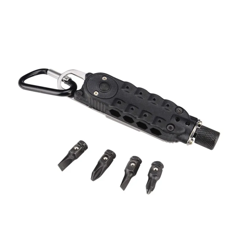 Multi-function screwdriver Multi-Tool Adjustable Wrench Jaw Screwdriver Plier Opener Keychain Survival Gear With LED Light