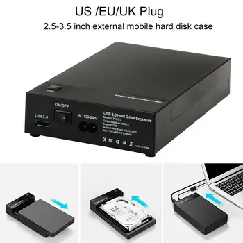 

USB 3.0 2.5-3.5inch SATA HDD SSD External Enclosure Hard Disk Drive Case Box Support 8TB hard disk OTB backup Support UASP