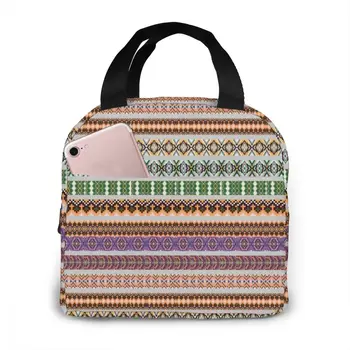 

NOISYDESIGNS Strips of Colored Geometric Thermal Insulated Lunch Box Tote Cooler Bag Lunch Container School Food Storage Bags