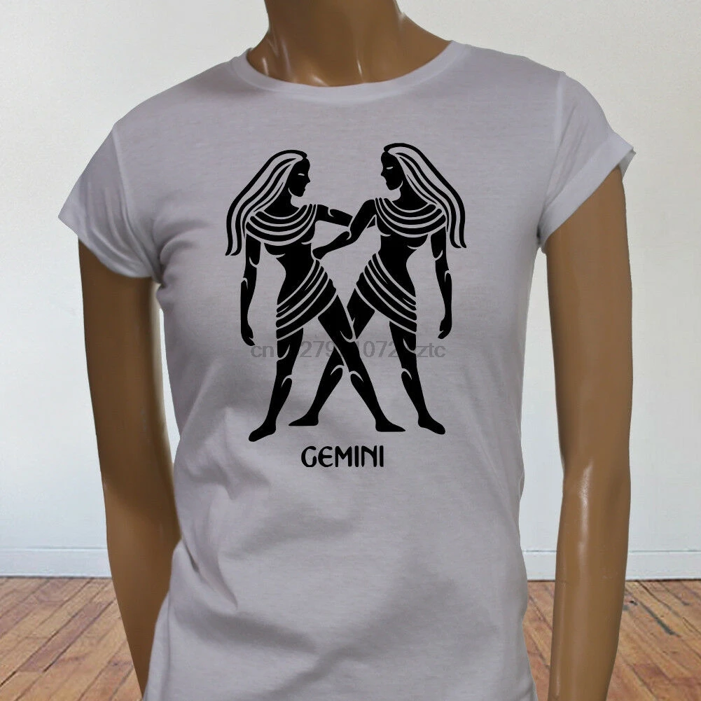 Horoscope Air Mercury Gemini Black Twins Astrological Sign Womens White T-Shirt | Мужская одежда