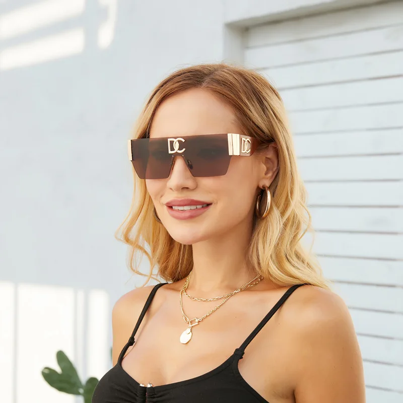 Rimless One Piece Square Sunglasses Women Frameless Flat Top Sun Glasses Men Luxury Brand Designer Silver Mirror Shades Eyewear