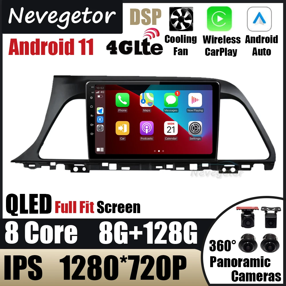 8 ГБ + 128 QLED экран 1280*720 Android 11 для Hyundai Sonata 9 LF 2014 - 2017 автомобильное радио Аудио