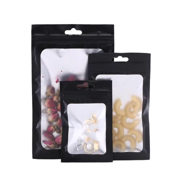 

100 Pcs Plastic Transparent Matte Frosted Texture Valve Bag Environmentally Friendly Aluminum Foil Food Small Item Packaging Bag