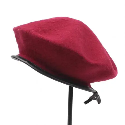 Wine Red Новые Популярные Модные женские повседневные классические одноцветные простые шапки s, женские осенне-зимние шерстяные шапки для художника, береты - Цвет: Wine Red