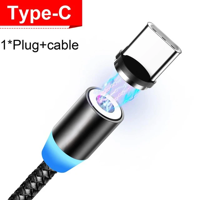 Black For Type C INIU светодиодный магнитный кабель Micro usb type-C для быстрой зарядки для iPhone 11 samsung, магнитный Micro usb type-C шнур зарядного устройства - Цвет: Black For Type C