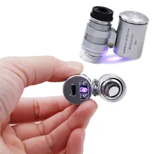 Новинка 60X Портативный микроскоп Лупа увеличительное стекло глаз объектив СВЕТОДИОДНЫЙ Ювелирная Лупа УФ детектор валюты скидка 50