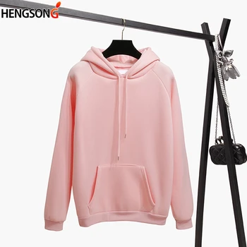 

Winter Casual Fleece Women Hoodies Sweatshirts Long Sleeve Yellow Girl Pullovers Loose Hooded Female Thick Coat Tops