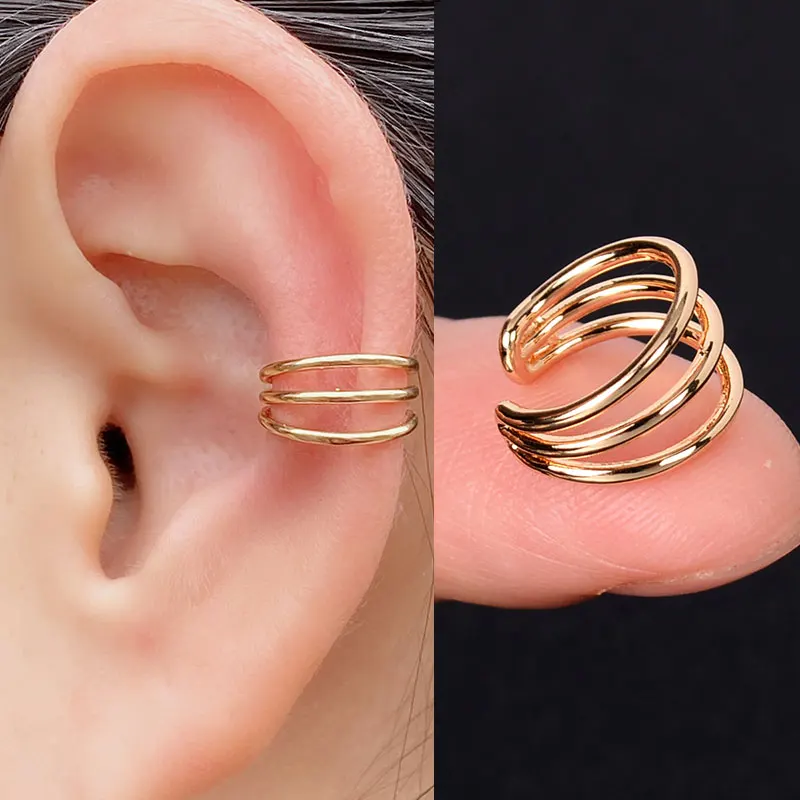 1 Pc Stackable Cuff Wrap Clip On Earrings Women Girls Climber Ear Cartilage Bone Clips Fake Earing Non Piercing