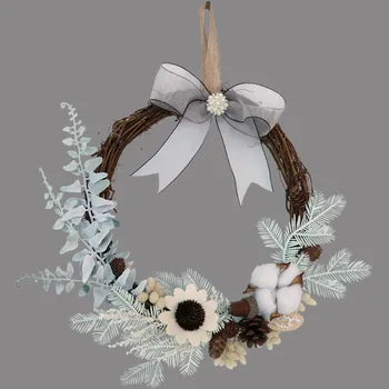 

Western-Style Wedding Ritual Immortal Wreath Decorations Import Fir Fruit Pine Cones Mulberry Cotton Home Decorative Wreaths