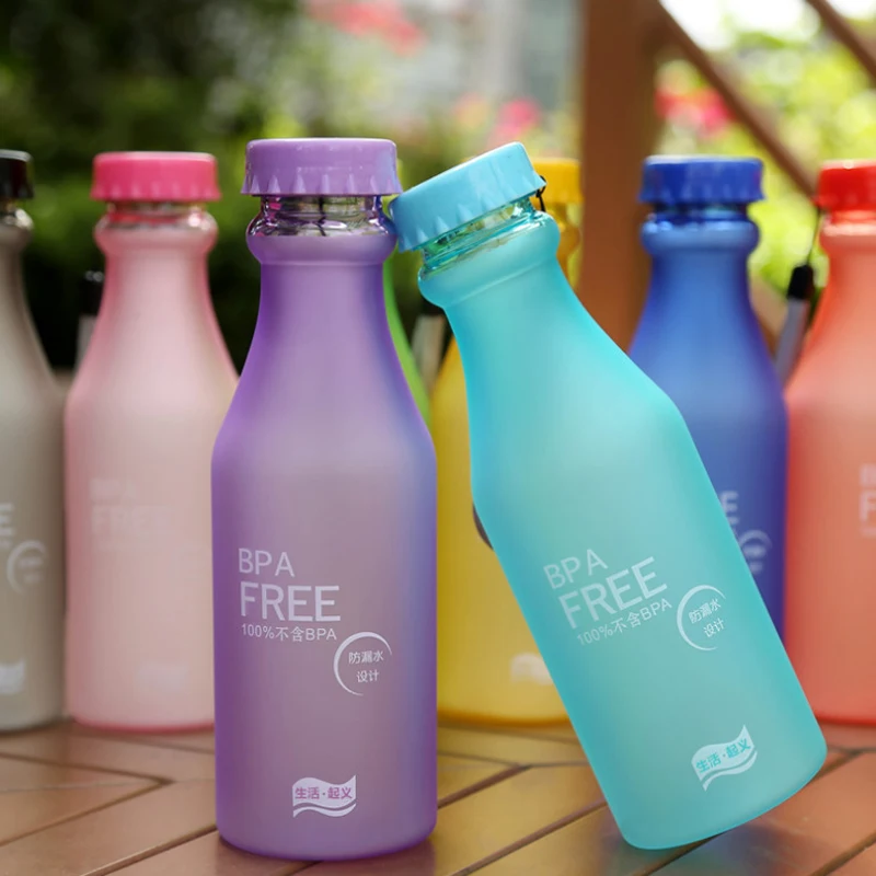550ML Candy-Colored Drinkware Leak-proof Plastic Portable Non-breakable Soda Bottle Sealed Water Cup Beverage Water Bottle water bottle,sports water bottle,sports bottle,plastic water bottle,plastic cup