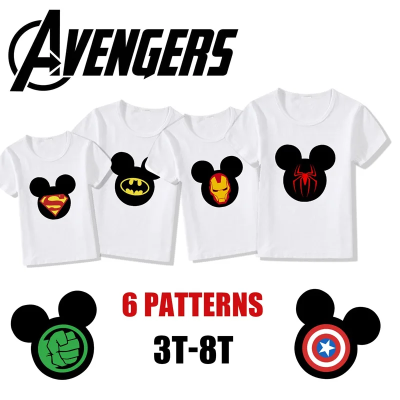 

Cartoon Mouse Marvel The Avengers Kids Baby Clothes Children's T-shirt Casual Cute Tshirt Tops