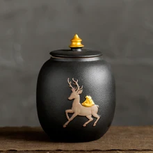 Пасторальный стиль банка для хранения чая керамическая грубая керамика выбивает олень Контейнер банки кофейные бобы Caddy резервуары чайная посуда аксессуары