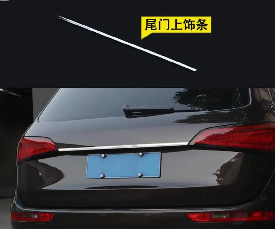 Car Trunk Trim Car Styling Exterior Stainless Steel Rear Trunk Steamer Lid Cover Trim 1Pcs For Q5 2009-2015