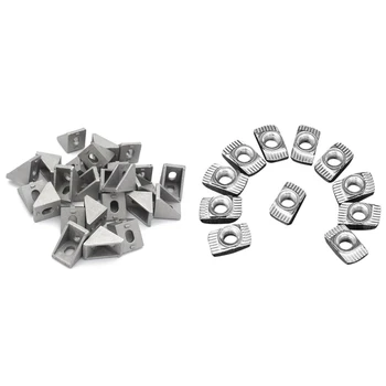 

WSFS Hot 100 Pcs M5 Hammer Nut Carbon Steel Aluminum Connector T Fastener Sliding Nut & 25Pcs 2020 Corner Bracket for 20mm Extru