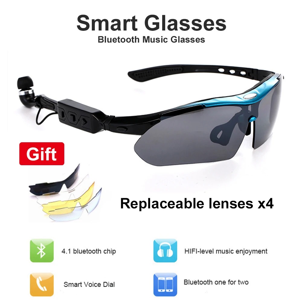 

Bluetooth Glasses Stereo Bluetooth 4.1 Smart Glasses Headphones Sports Glasses SunGlasses Outdoor Sport Riding Glasses
