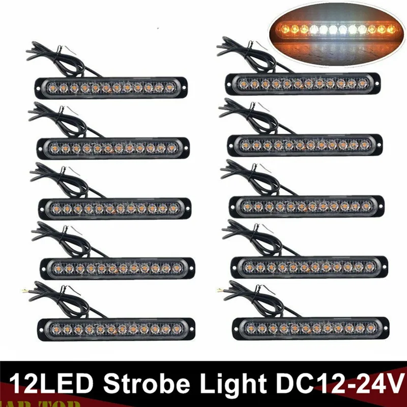 10 шт. вспышка боковые огни грузовик стробоскоп лампа аварийный Предупреждение ющий светильник Deck Dash Гриль Белый/Янтарный 12 В/24 В светодиодный светильник s грузовик стробоскоп