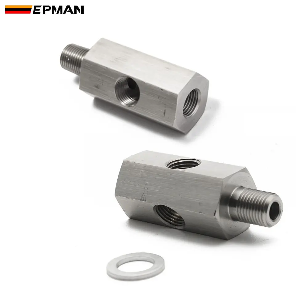 1//8 NPT Tee sensore pressione olio 1//8in NPT Connettore alimentazione olio turbo Raccordo ricambi auto in acciaio inossidabile Adattatore alimentazione olio
