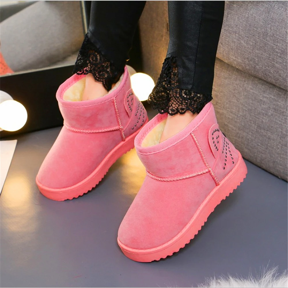 Girls cotton shoes plus velvet winter shoes Ankle boots 3-12 years kids new Korean cute children's winter warm snow boots