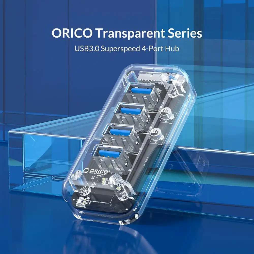 ORICO Настольный Прозрачный USB 3 0 концентратор 4 7 портов 5 Гбит/с Высокая скорость с