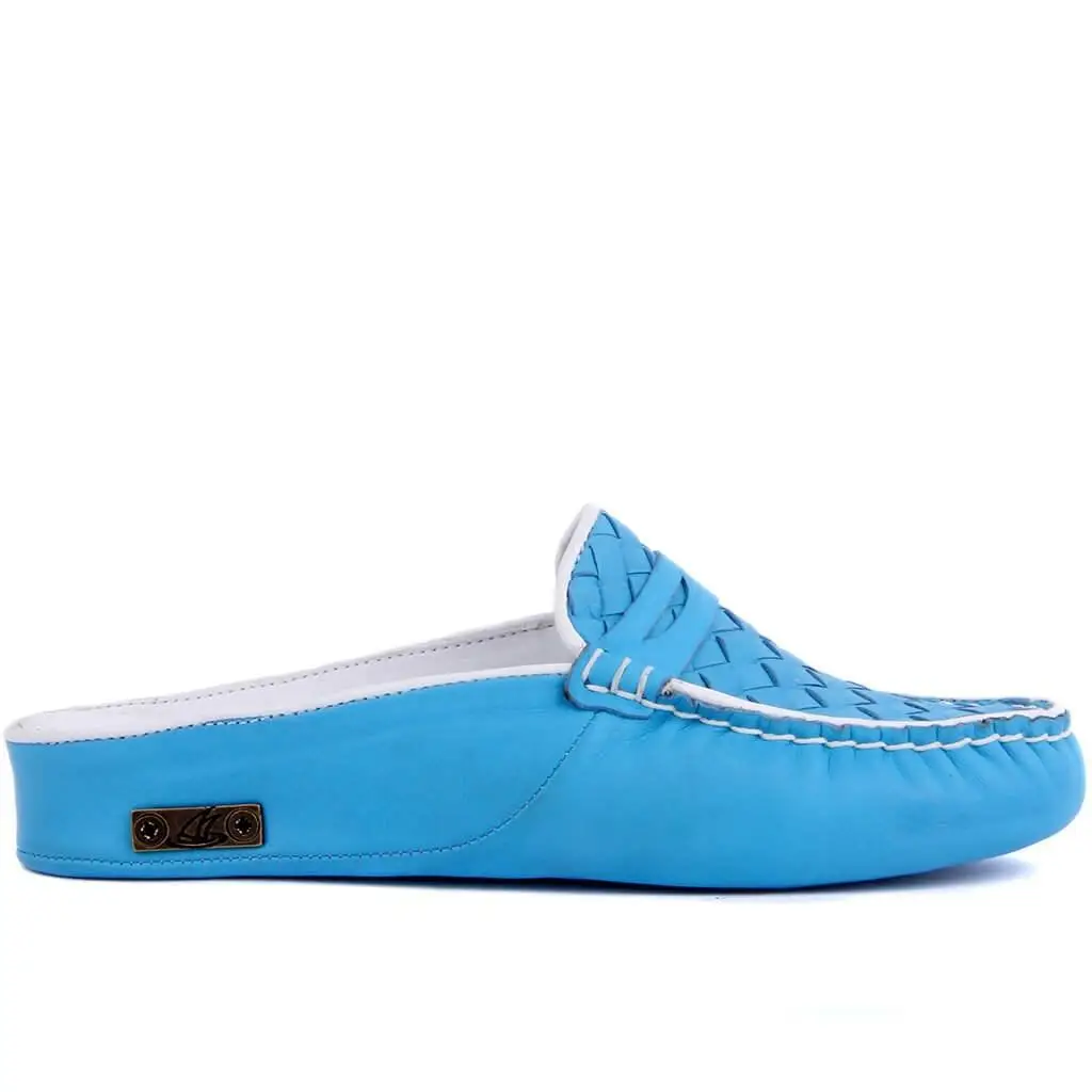 

Sail Lakers-Blue Leather Mesh Reinforcement Women Home Slipper