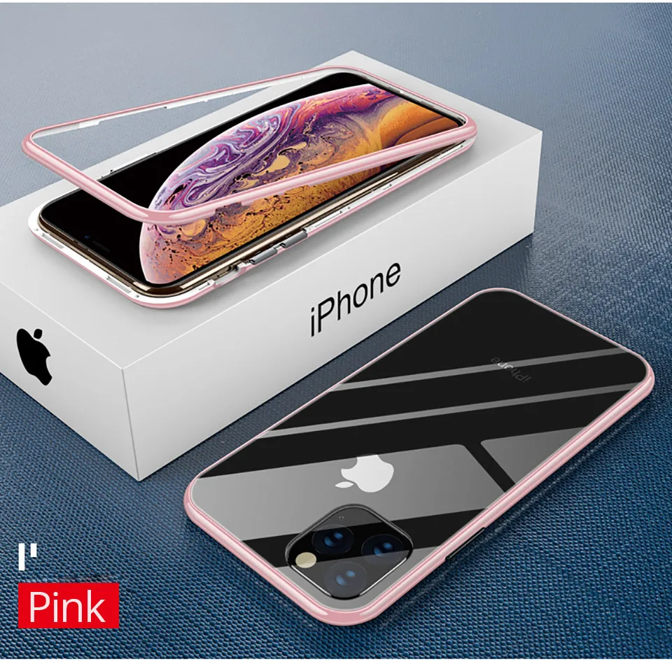 PZOZ Полный Магнитный адсорбционный чехол для iPhone 11 Pro Max закаленное стекло Передняя Задняя крышка чехол