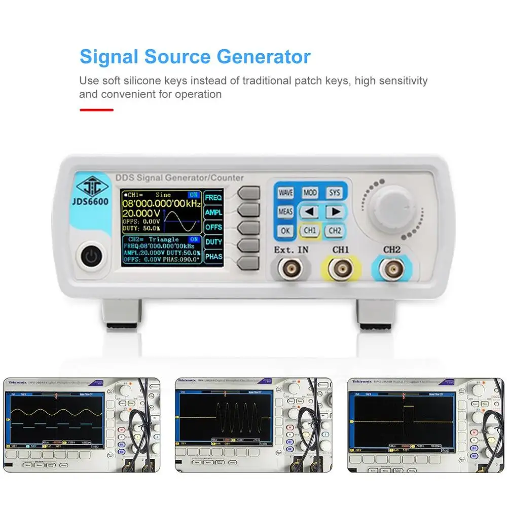 JDS6600 40 МГц цифровой контроль DDS двухканальный произвольной формы функциональный генератор сигналов частотомер высокая точность