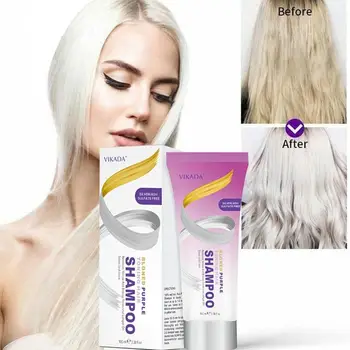baratas 100ml Shampoo Cabelo Remove Amarelo E Tons Brassy Para Loiro Prata Cinza Branqueada Loira Roxo Shampoo Tintura De Cabelo Eficaz