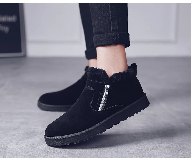 men women winter warm work boots with plush fur casual lightweight ankle boots waterproof anti-skid outdoor sneakers sports shoes couple unisex plus size shoes (37)