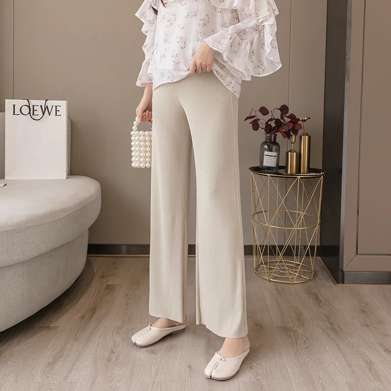Maternity Pants Pregnant Women Summer Thin Wide Leg Pants Loose Maternity Abdomen High Waist Trousers Pregnancy Full Length Belly Pants