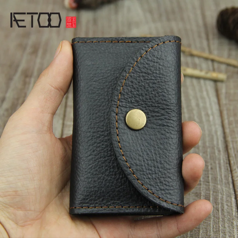 

AETOO Handmade key bag, large-capacity men's cowhide key bag, multi-function key bag for change