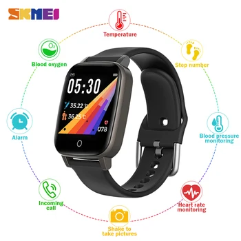 

SKMEI Male Digital Clock Body Temperature Measurement Heart Rate Monitor Men's watch Sports Wristwatches Relogio Masculino T1