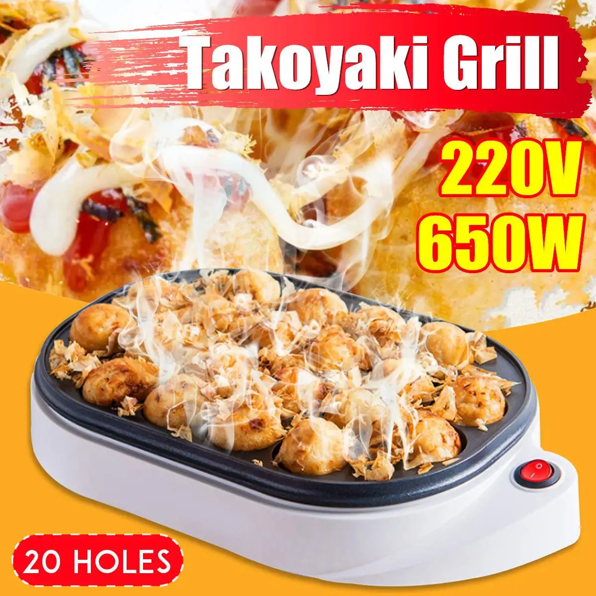 20/24 fori Octopus Ball Maker Takoyaki Teglia da forno elettrica Taiyaki Machine Grill giapponese Cake Forno Meat Ball Maker Platter Machine 