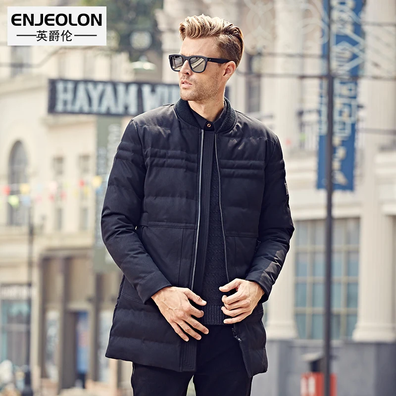 WT0248 Black Enjeolon, брендовая зимняя хлопковая стеганая длинная куртка с капюшоном, мужские толстые толстовки, парка, пальто, Мужская стеганая куртка, пальто MF0629 - Цвет: WT0248 Black