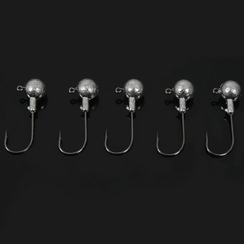 5Pcs Hooks Metal Lead Head Jig Fishing Lures Heads Solid Parts Good quality Extra Sharp hooks Suitable for use in freshwater