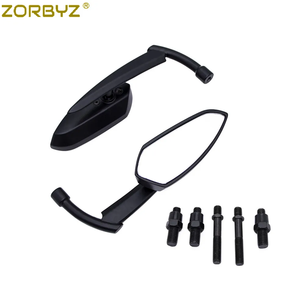 ZORBYZ 오토바이 블랙 블레이드 백미러, 할리, 가와사키, 스즈키, 야마하, 혼다, 쵸퍼, 크루저 투어링용