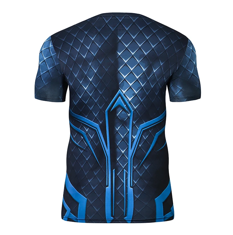 Männer Lauf Kompression T-shirt Kurzarm Sport T-shirts Gym Fitness Sweatshirt Atmungsaktive Gedruckt T-shirts – Detail 7
