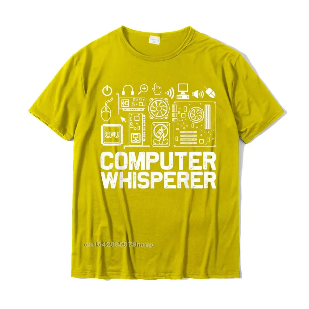 Camisa Fashionable Summer/Autumn All Cotton Crew Neck Men Tops & Tees Classic Tee-Shirts Latest Short Sleeve Top T-shirts Computer Whisperer Shirt IT Tech Support Nerds Geek T-Shirt T-Shirt__2417. yellow