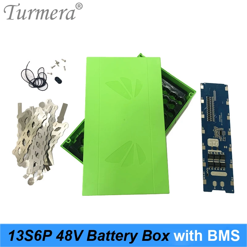 

Turmera 48V E-bike Lithium Battery Case with 20A Balance BMS Include Holder and Nickel For 13S6P 18650 Electric Bike Battery Use